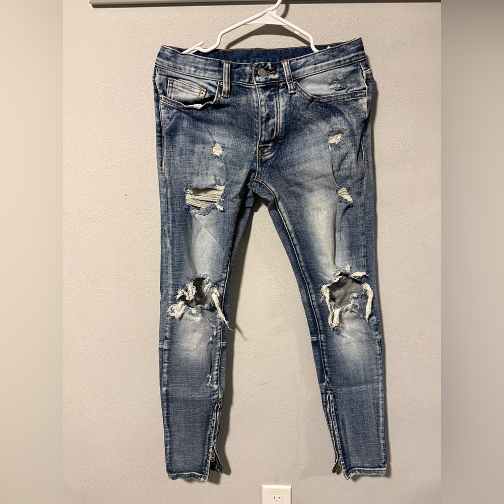 MNML Distressed Skinny Jeans - Blue
